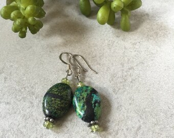 Turquoise Peridot Earrings