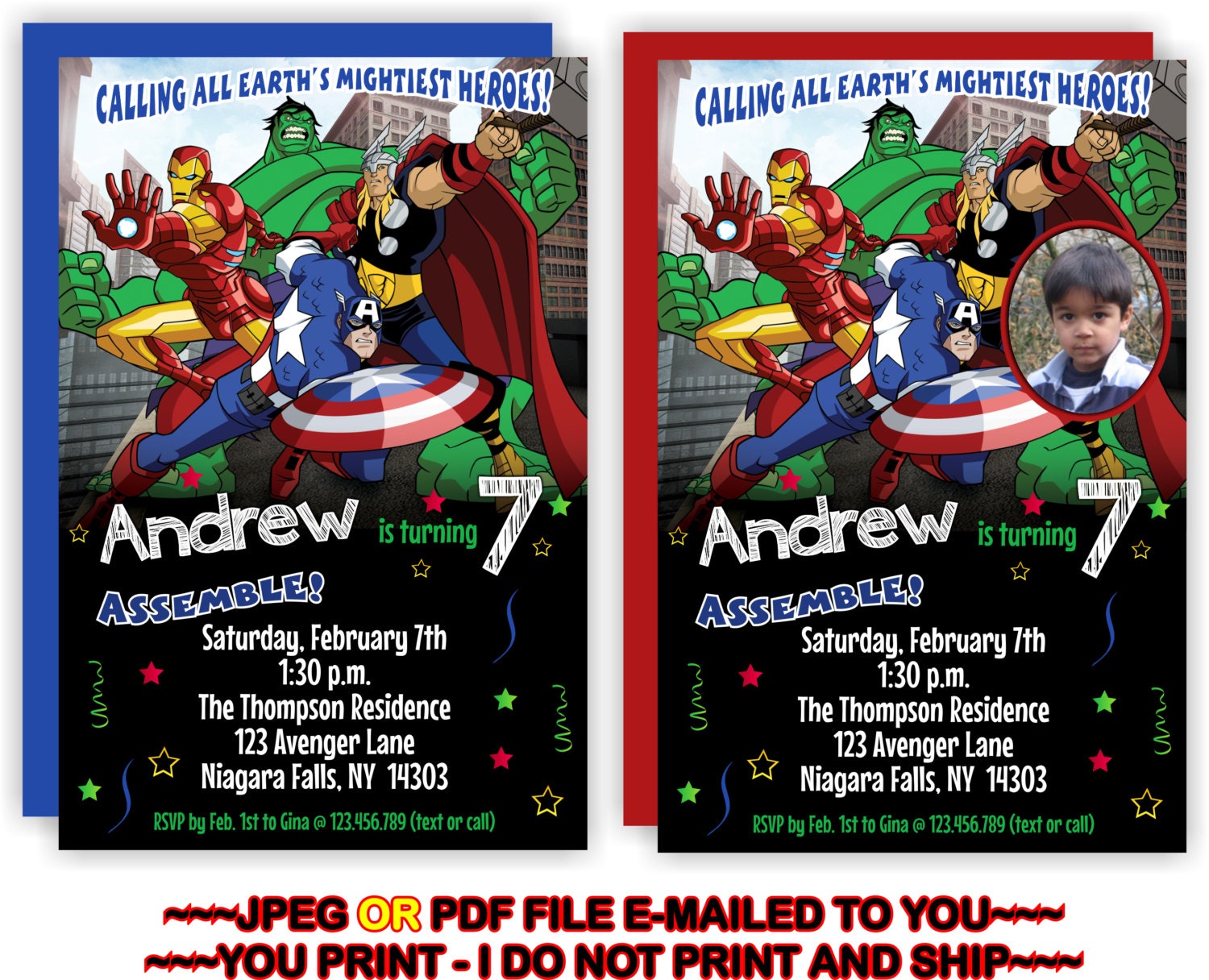 YOU PRINT Avengers Birthday Invitation Avengers Invite