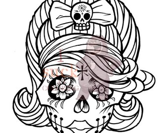 sugar skull coloring page – Etsy