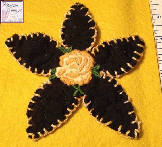 Daisy Applique, Yellow Vintage Rose, 003 Made in America