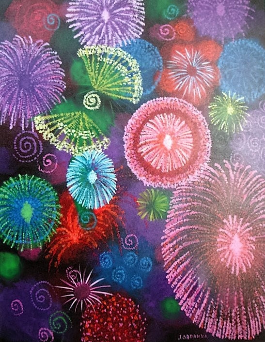 Fireworks Ii Original Acrylic Painting By Jordanka Yaretz