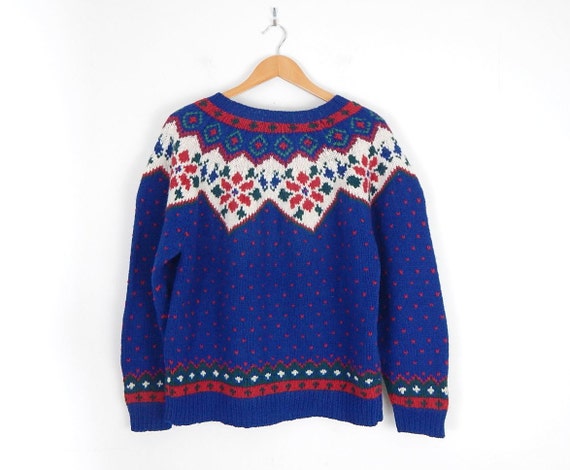 1990 Fair Isle Knit Wool Sweater Medium Women's