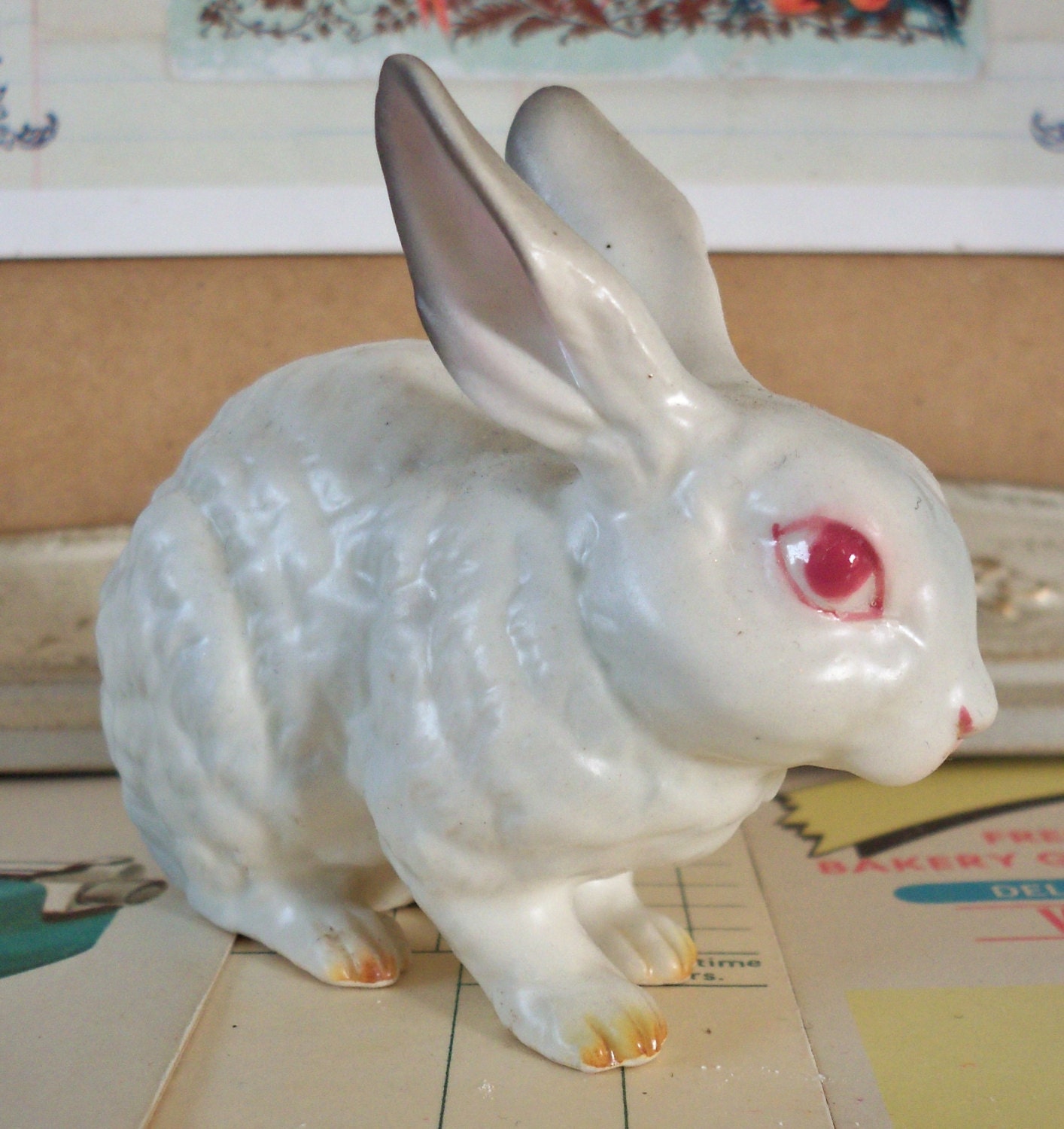 Vintage Lefton Bone China Easter Rabbit 1950s White