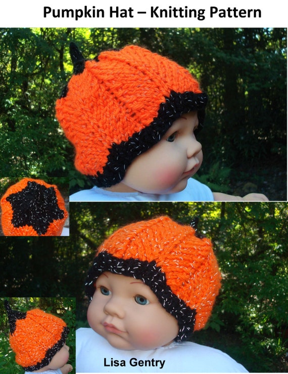 Pumpkin Hat PDF Knitting Pattern for Baby Toddler and