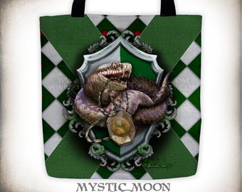 Slytherin Tote Bag / Harry Potter / Hogwarts House / Slytherin Crest / Gryffindor / Slytherin / Hufflepuff / Ravenclaw