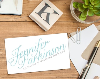 Calligraphy Calling Card, Business Cards, Set of 50 Cards, Set of 100 Cards, Custom Color Calligraphy Cards, Personal Script Cards, Contact