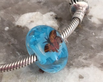 Fiesta Butterfly Bead Big Hole Bead BHB Handmade Bead SRA - fits European Bracelets