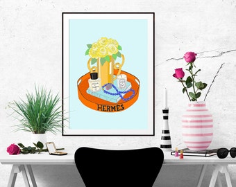 Hermes Tray Fashion Illustration Art Poster