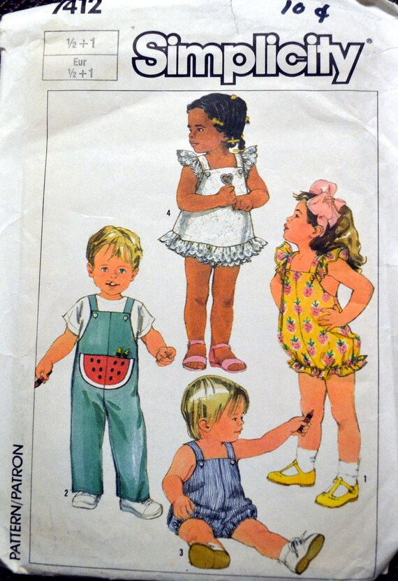 Vintage 80's Sewing Pattern Simplicity 7412 Girls'