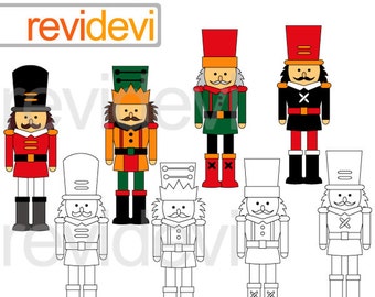 Christmas Nutcrackers clip art and digital stamps, nutcracker clipart for christmas holiday craft
