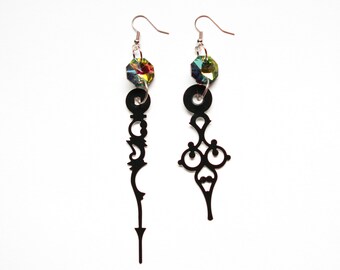Steampunk Clock Hand Earrings - Rainbow Party Time