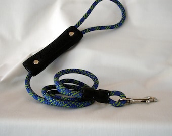 Rope Dog Leash - Comfortable Handle - 5 Foot - 8mm Purple & Neon Green Climbing Rope - Rope Leash - Climbing Rope Leash - READY TO SHIP