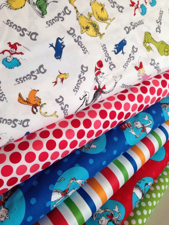 Dr Seuss Fabric Bundle Celebrate Seuss Fabric Cat By Fabricshoppe