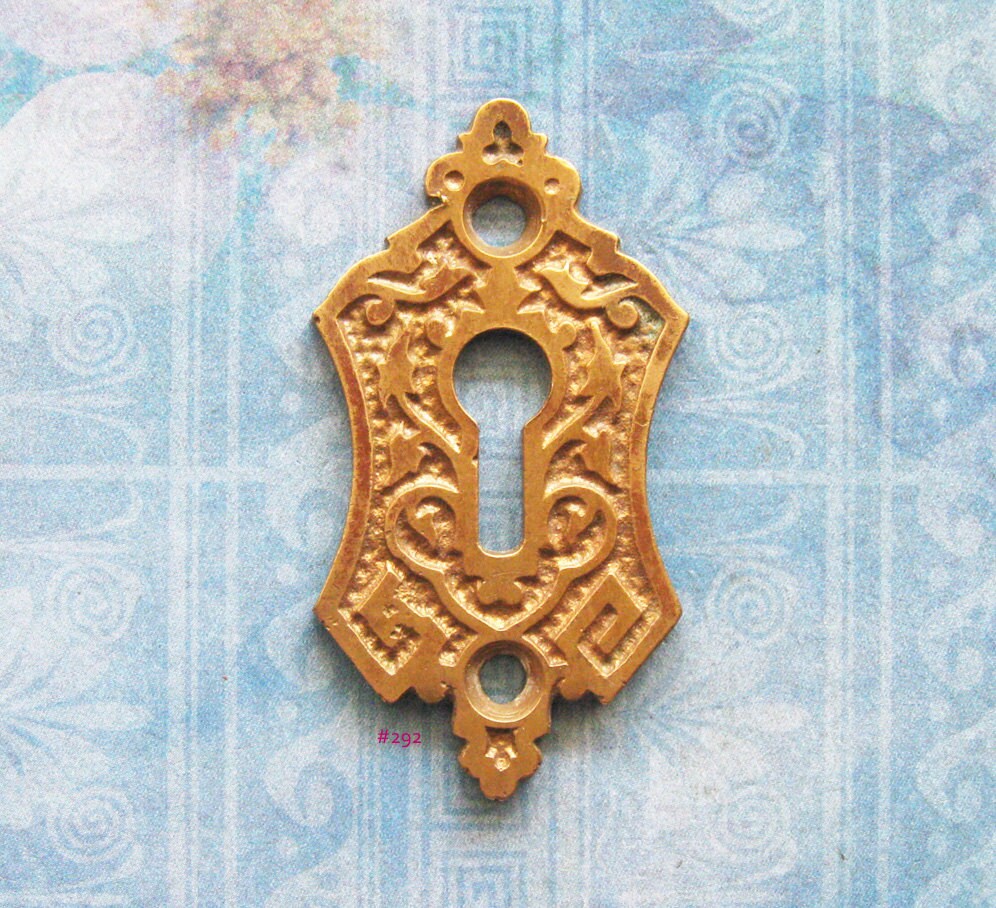 Brass Eastlake Keyhole Escutcheon Art Deco Antique by FOUNDLINGS