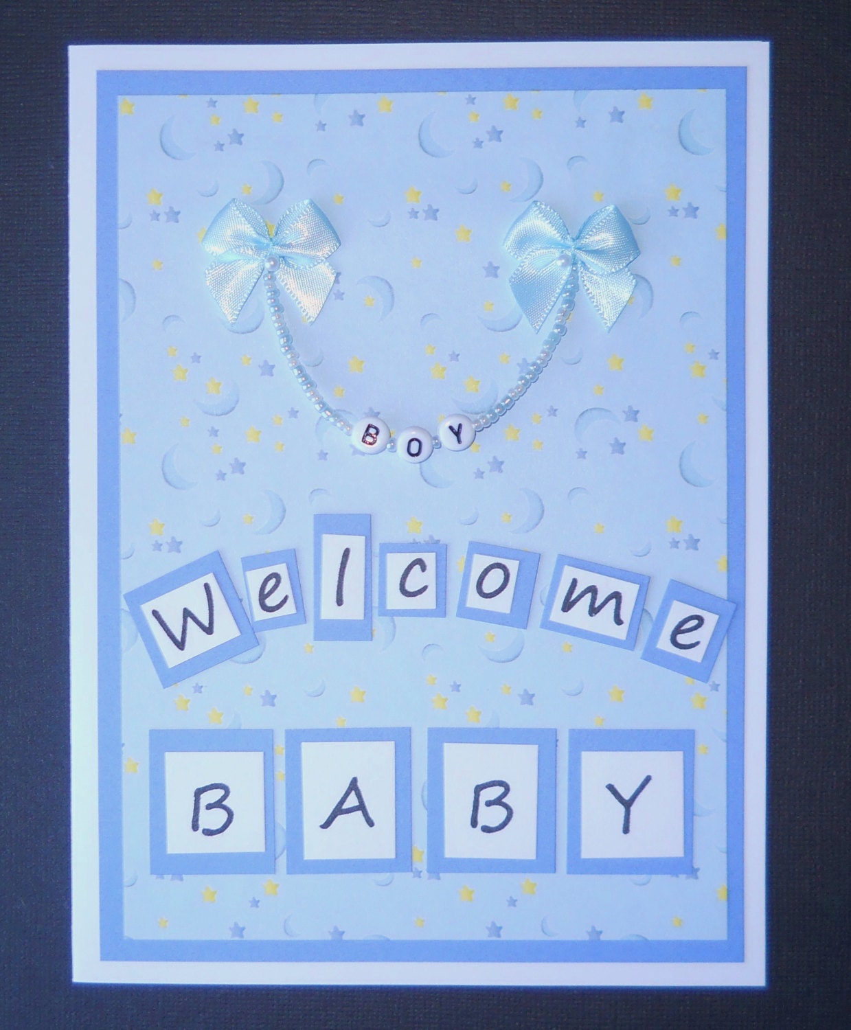 Baby Boy Card by handstitchedcards on Etsy