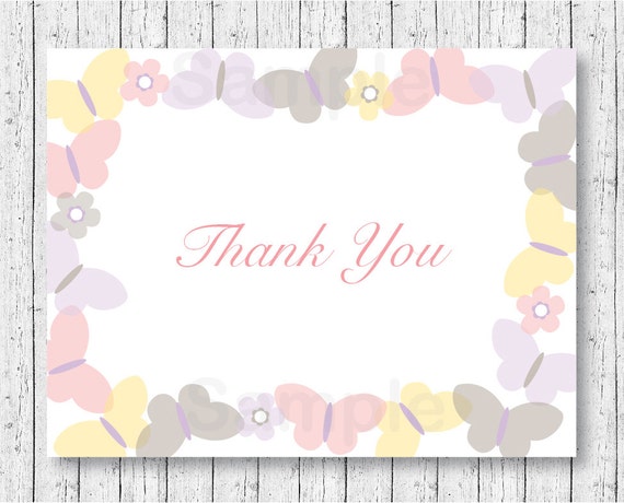 Butterfly Thank You Card / Butterfly Baby Shower / Pastel Butterfly ...