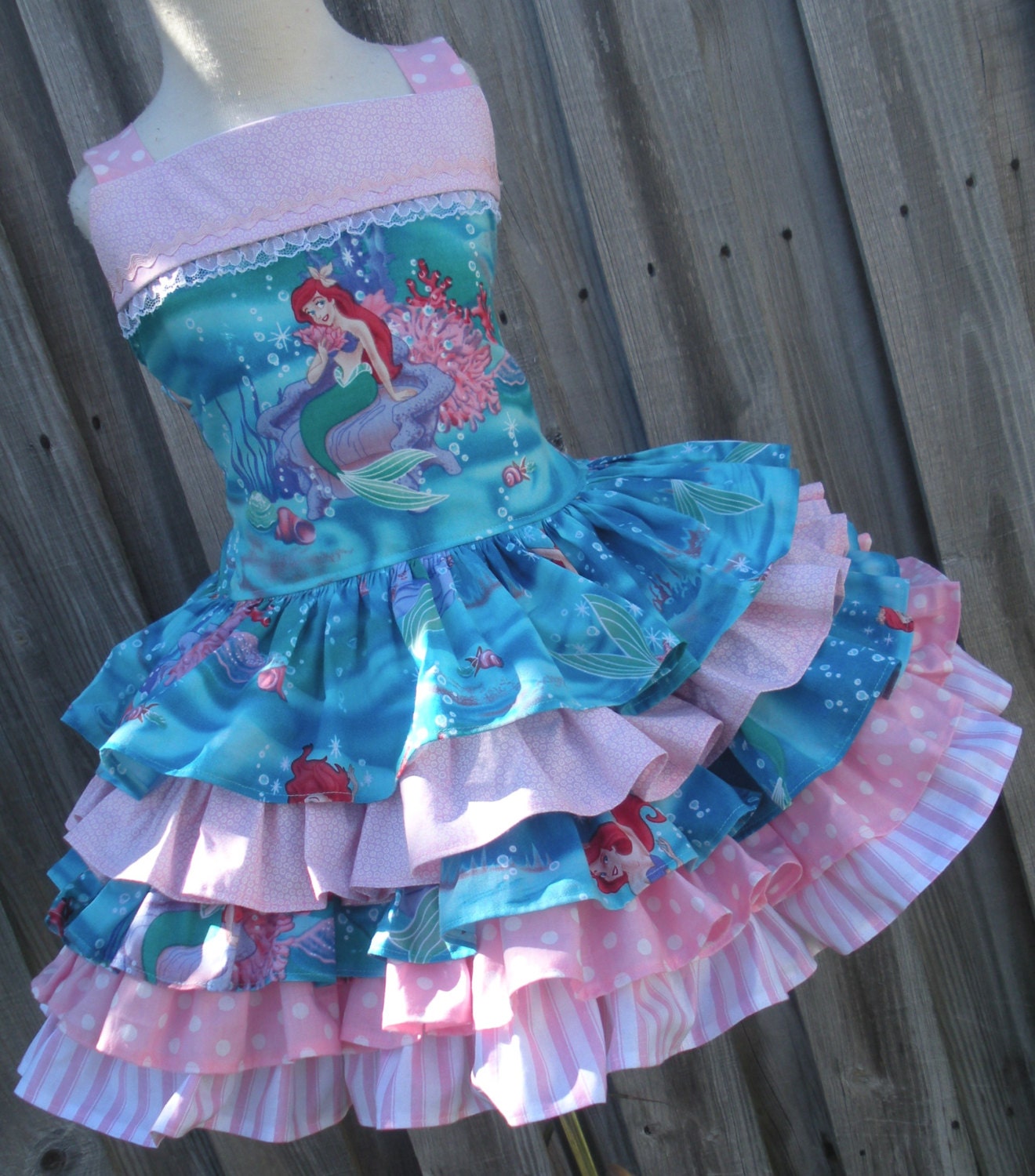 Made to Order Custom Boutique Ariel Little Mermaid Dress Pink