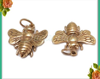 1 Natural Bronze Bee Charm - Honey Bee Charm - 19mm ND10