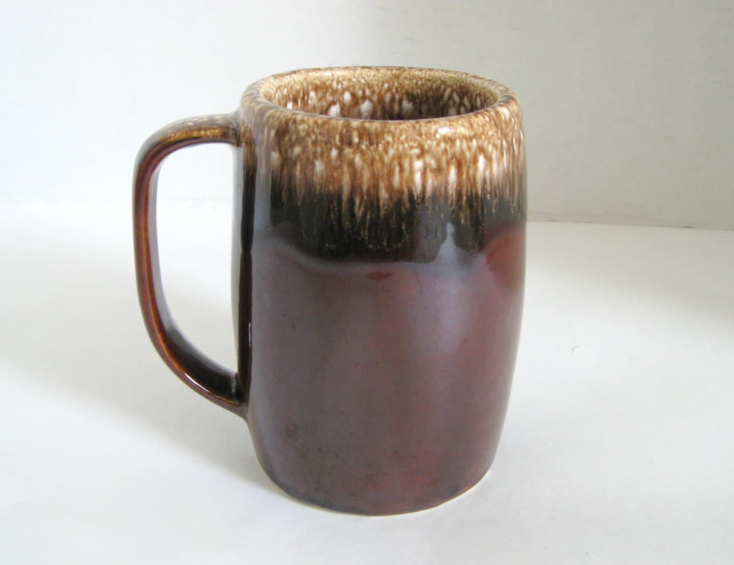 Hull Pottery Tall Coffee Mug Tankard Brown Drip Glaze