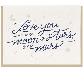 Letterpress 'Love You To The Moon And Stars' Card