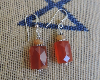 Carnelian Sterling Silver Earrings Simple and Elegant