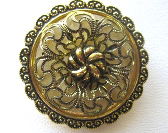West Germany Filigree Dress or Scarf Clip or Slide / Gold Tone Metal Scarf Slide / Regal