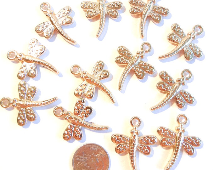 12 or 6 Pairs of Dragonfly Charms Metallic Plastic