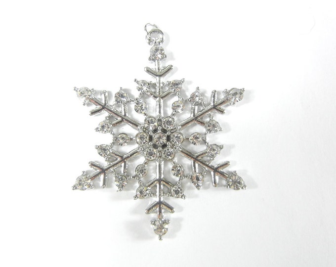 Snowflake Charm Pendant Silver-tone Rhinestones