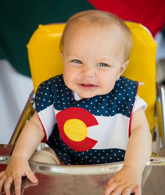 Colorado Baby Gift Colorado Flag Big Baby Bib with Snaps