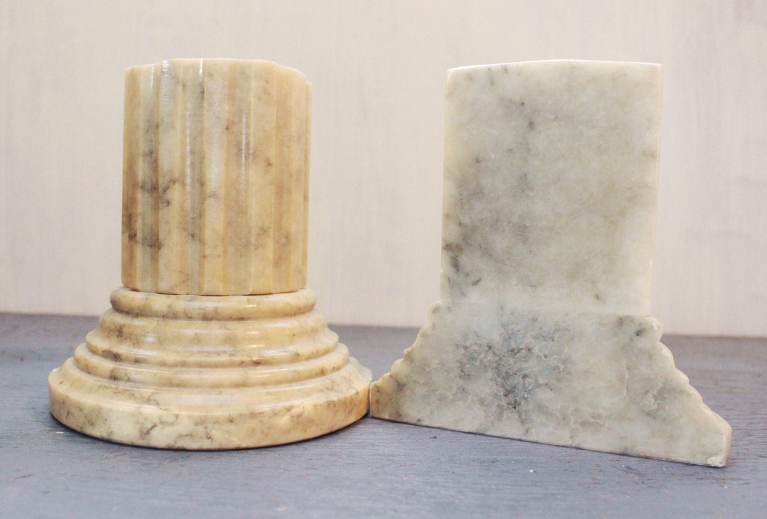 vintage marble bookends face