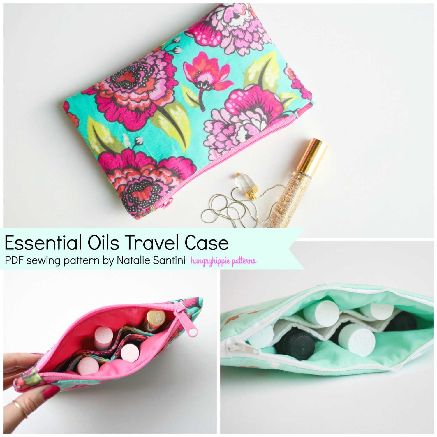 Essential Oils Cosmetic Case Travel Bag PDF Download sewing