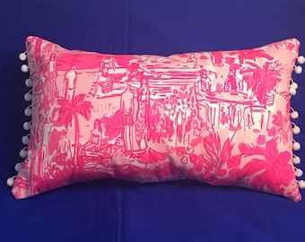 New Pillow made with Lilly Pulitzer Rule Breakers fabric