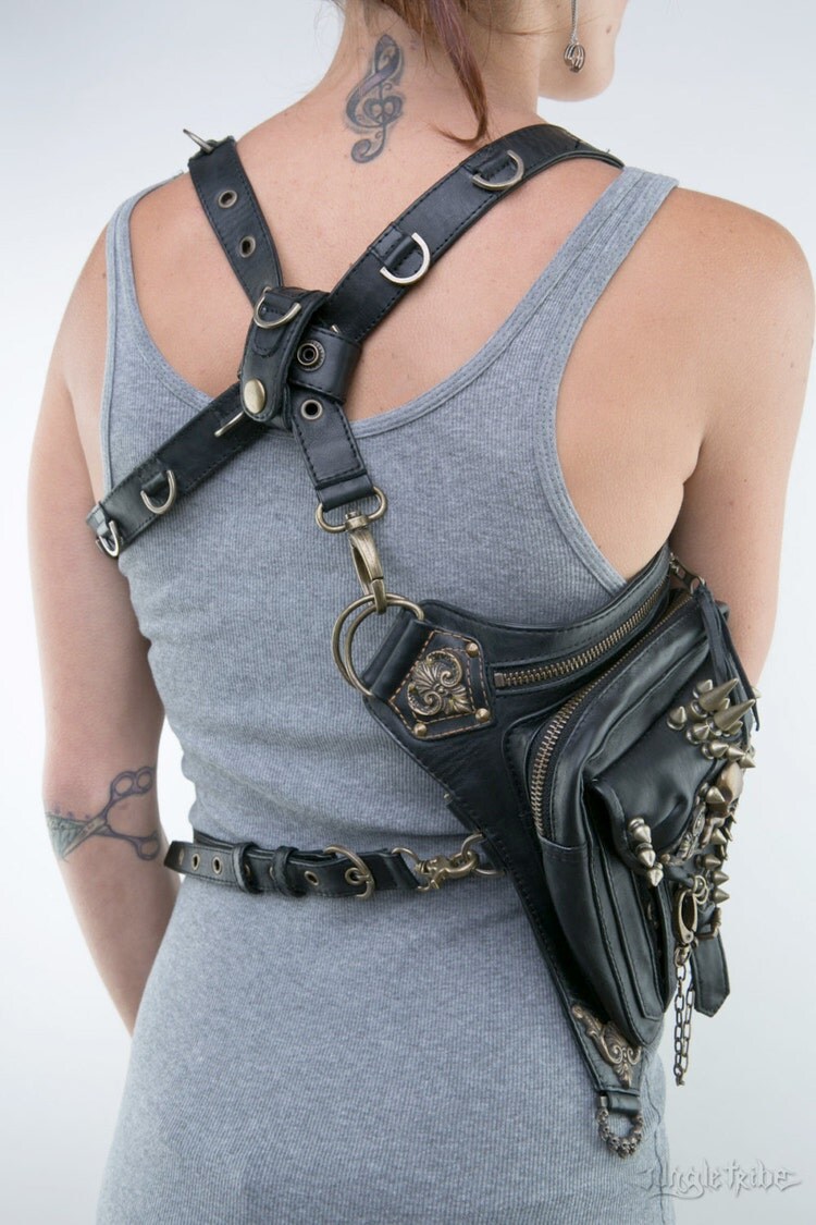 Skull Rocker Leather Waist and Holster Bag by JungleTribe on Etsy