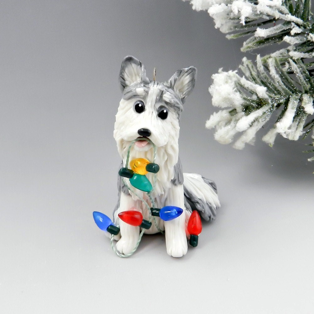 Siberian Husky Gray Christmas Ornament Figurine by TheMagicSleigh