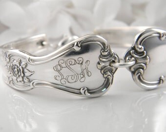 Personalized Bracelet, Monogram Bracelet, Spoon Bracelet, Personalized Bangle, Silver Spoon Bracelet, Gift For Her, Gift For Woman
