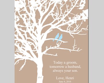 Wedding Gift Parents - Parents Wedding Gift - Grooms Gift - Always Your Son Quote - Family Tree - Carved Initials - CHOOSE YOUR COLORS
