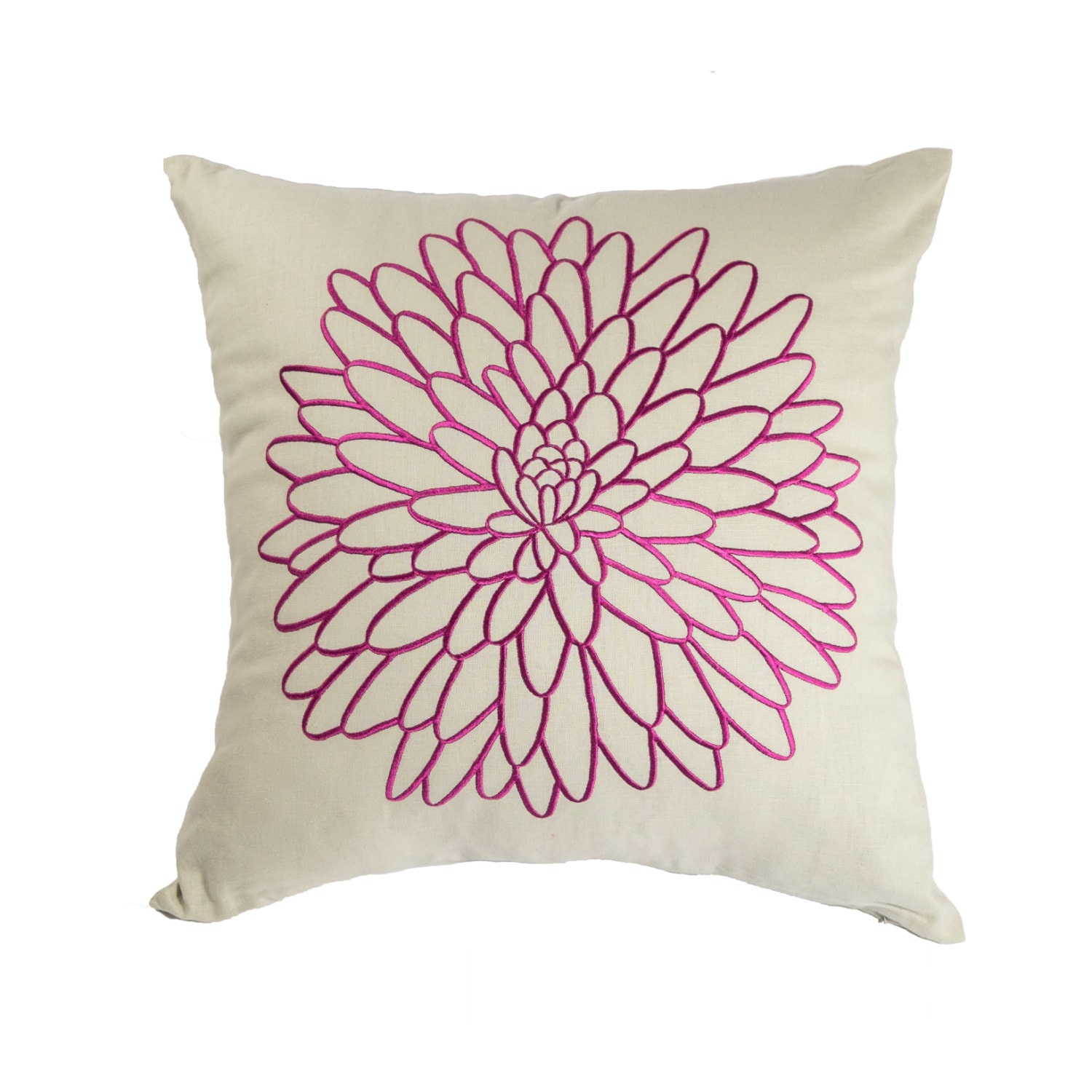 Purple Floral Throw Pillow Cover Embroidered Pillow Oatmeal