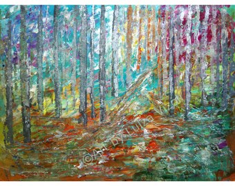 SALE Original Canvas Painting, Landscape Trees oil SUMMER Morning Large Wall Decor by Luiza Vizoli 36x28