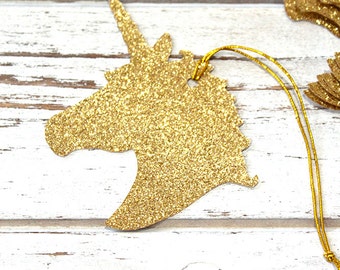 Gold or Silver Glitter Unicorn Gift Tags - Set of 10