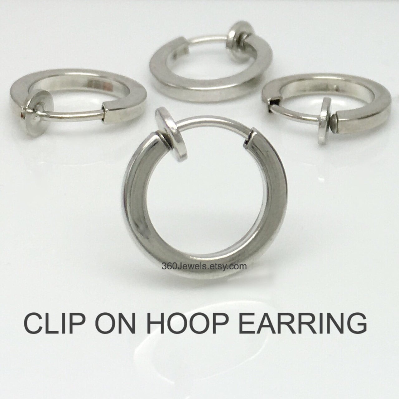 Clip on hoop earring Silver clip on earring Men's