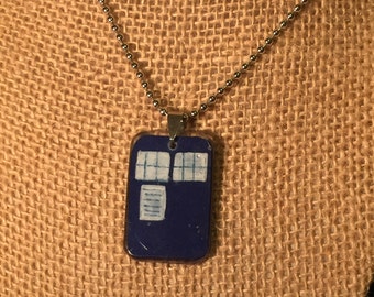 Handpainted Resin TARDIS Pendant