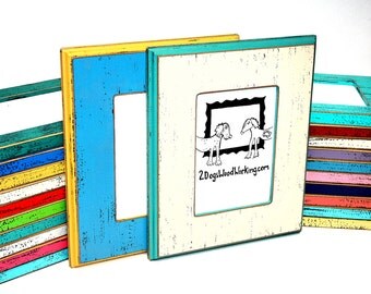 Picture frame 8x10, Rustic picture frame, shabby chic frames, distressed, colored photo frame, colorful handmade frame