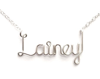 Name Necklace. Custom Sterling Silver Name Necklace. Personalized Silver Name Necklace. Script Name Necklace. Gift under 50. FREE Shipping