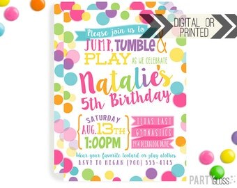 Bounce House Invitation | Digital or Printed | Trampoline Invitation | Gymnastics Invitation | Jump Invite | Gymnastics Birthday Invite