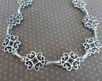 Antigue Silver Fancy Links Chain 1 metre