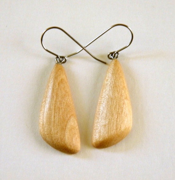 Items similar to Reclaimed alder wood hand carved earrings Hand carved