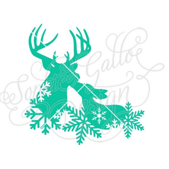 Winter Christmas Deer kiss design SVG DXF digital download