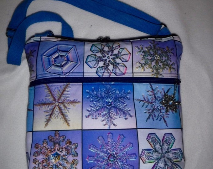 Real Snowflake Photos Cotton-Linen Canvas purse/cross body Custom Print