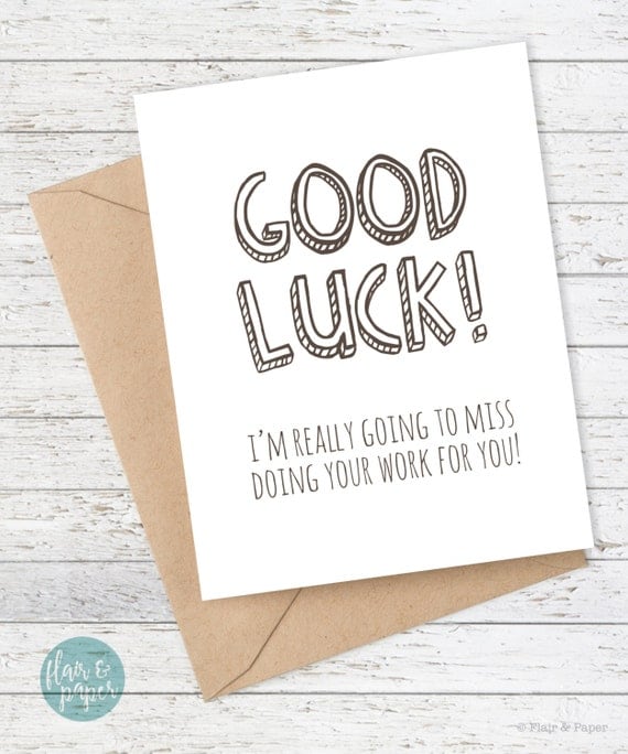 Coworker Card Congratulations New Job Good Luck by FlairandPaper