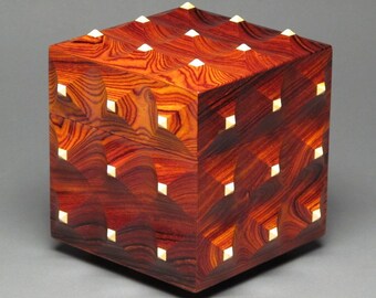Sculpted Wooden Box with Hidden Compartment, 'The Pinnacle Box'